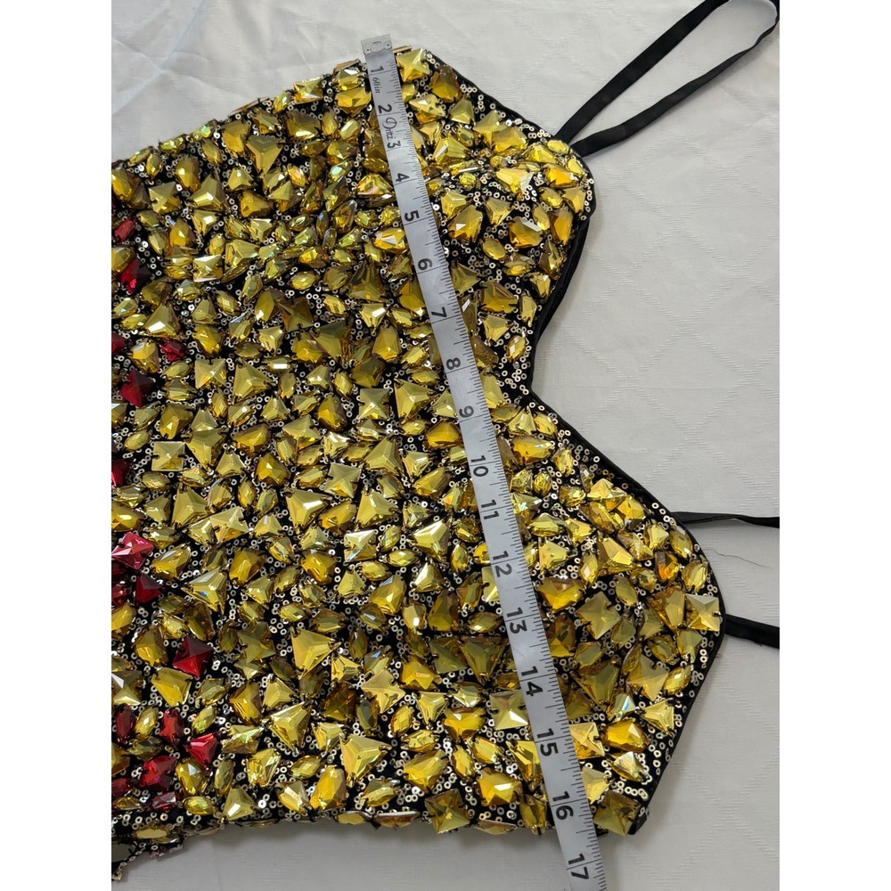 Dave & Johnny Rhinestone Embellished Mini Dress Ombre Sequin Red Yellow Hoco 7/8 - Picture 6 of 10